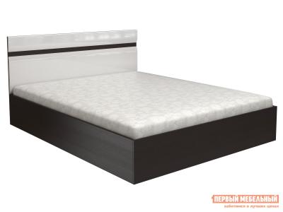 Двуспальная кровать  Ненси Венге / Белый глянец, 140х200 Горизонт. Цвет: черно-белый