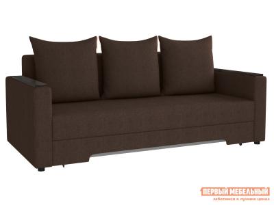 Прямой диван  Челси с подлокотниками Темно-коричневый, велюр Мягкая Линия. Цвет: коричневый