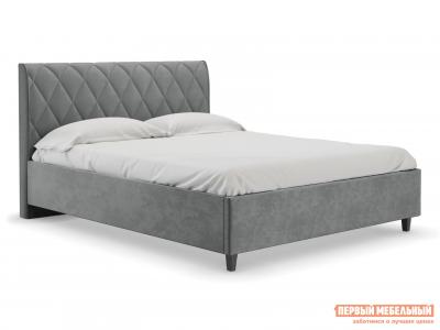 Двуспальная кровать  Фабия ПМ Серый, велюр, 160х200 см Первый Мебельный. Цвет: серый