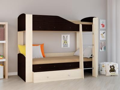 Кровать двухъярусная астра (рв-мебель) коричневый 193.4x110x150.5 см. Рв-мебель. Цвет: коричневый