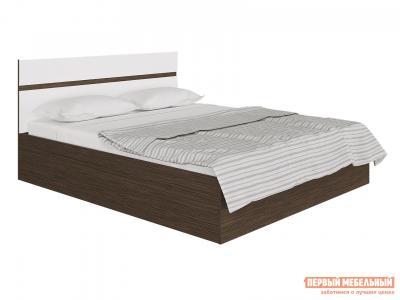 Двуспальная кровать  Ненси Венге / Белый глянец, 160х200 см, Без подъемного механизма Горизонт. Цвет: черно-белый