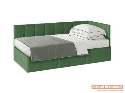 Односпальная кровать  Оттава ПМ Зеленый, велюр БОНмебель. Цвет: зеленый