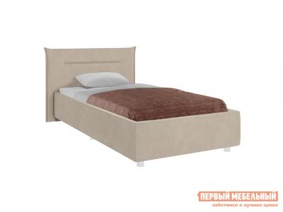 Односпальная кровать  Альба ПМ Капучино, велюр, 90х200 см, Без дна короба для белья МебельСон. Цвет: коричневый